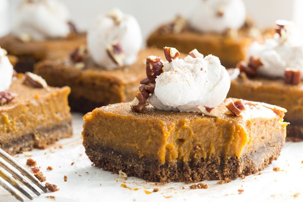 Graham Cracker Crust Pumpkin Pie
 Vegan Pumpkin Pie Squares with Gluten Free Graham Cracker