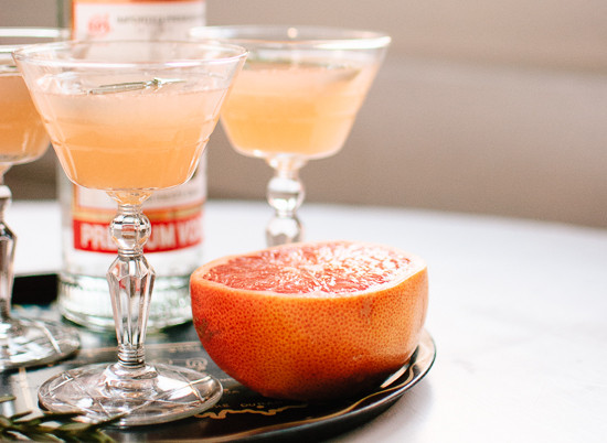 Grapefruit Vodka Drinks
 Ruby Red and Rosemary Honey Cocktail Cookie and Kate