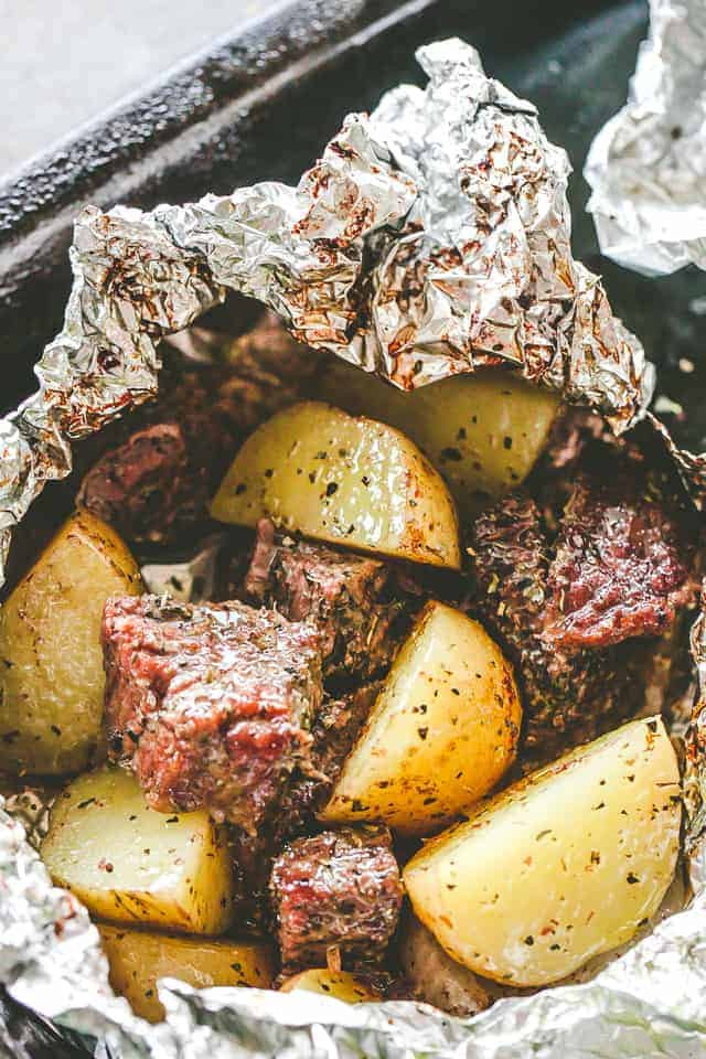 Great Steak And Potato
 Garlic Herb Steak and Potato Foil Packs Easy Camping