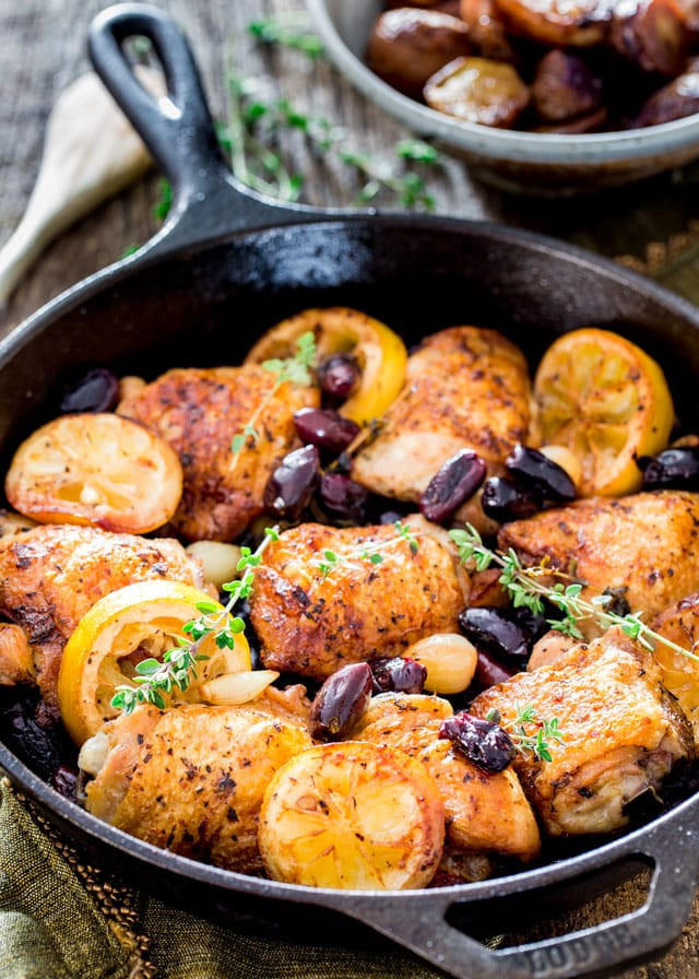 Greek Chicken Thighs
 Skillet Braised Greek Chicken Thighs Jo Cooks