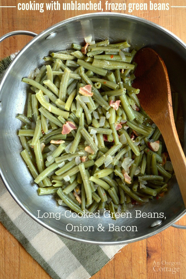 Green Beans With Bacon And Onion
 Long Cooked Green Beans with ions & Bacon Cooking with
