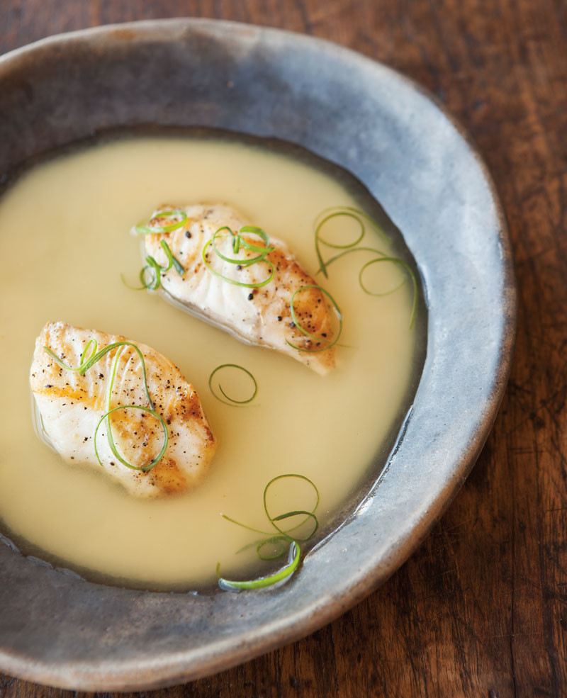 Green Onion Soup
 Miso Soup with Black Cod and Green ions