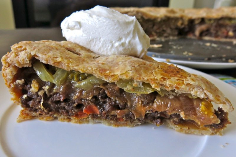 Green Tomato Pie
 Savory Green Tomato Pie with Beef and ions in Whole