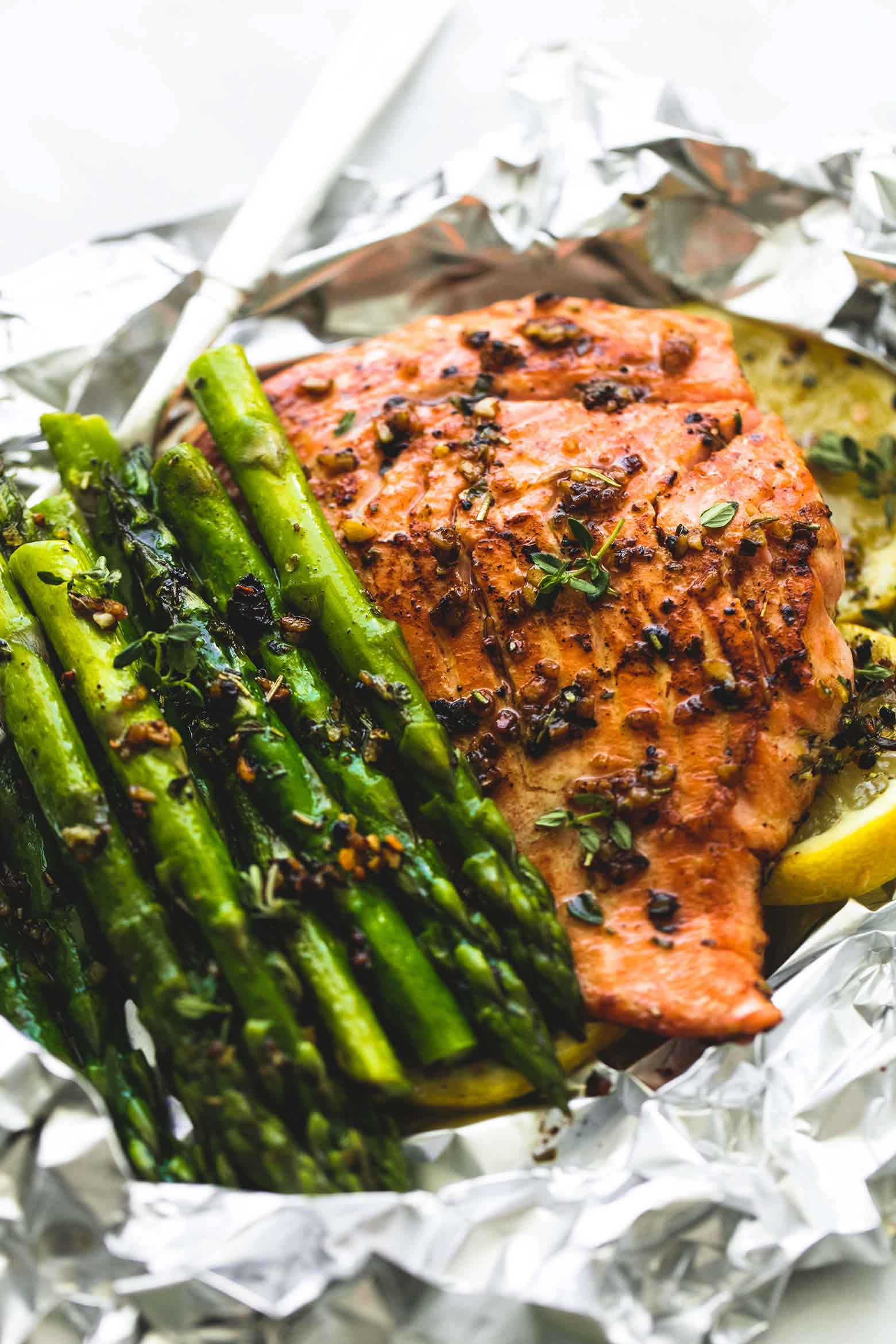 Grilled Asparagus Foil
 Herb Butter Salmon and Asparagus Foil Packs