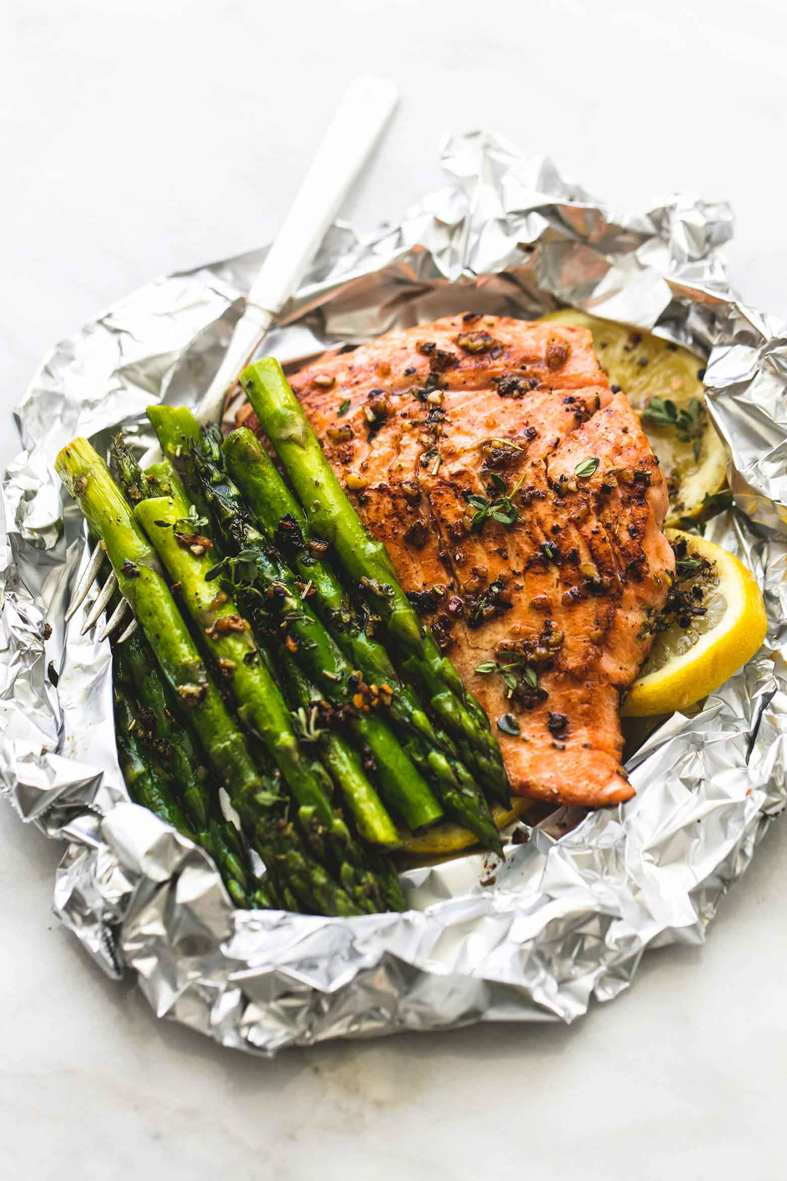 Grilled Asparagus Foil
 Herb Butter Salmon and Asparagus Foil Packs