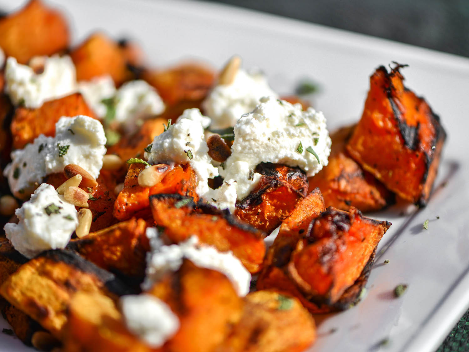 Grilled Butternut Squash
 Grilled Butternut Squash With Fresh Ricotta Pine Nuts