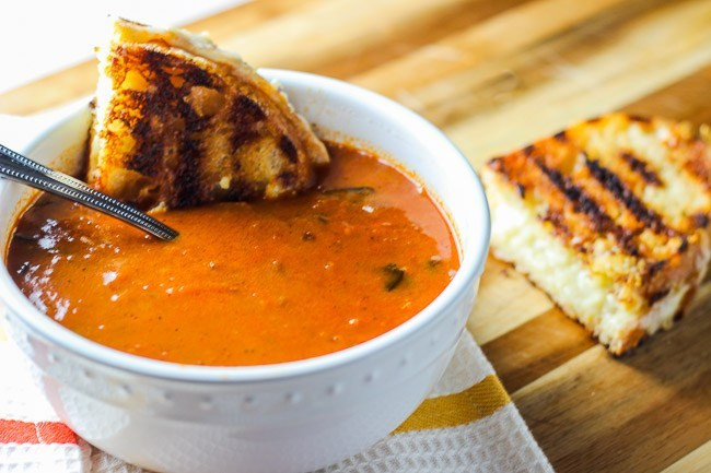 Grilled Cheese And Tomato Soup
 Grilled Cheese Sandwiches and Rustic Tomato Basil Soup