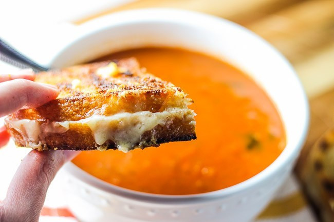 Grilled Cheese And Tomato Soup
 Grilled Cheese Sandwiches and Rustic Tomato Basil Soup