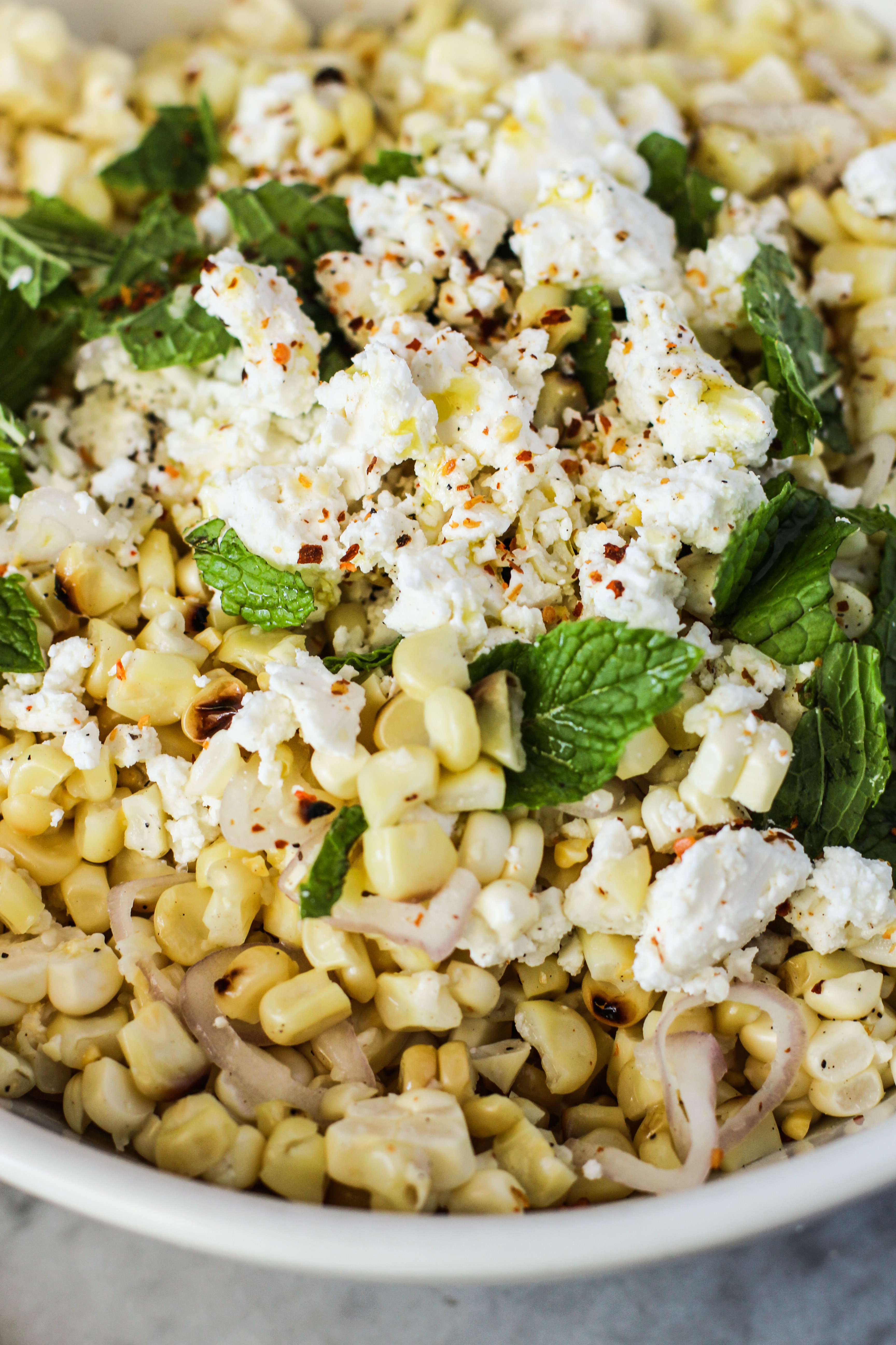 Grilled Corn Salad
 grilled corn salad with feta and mint Girl on the Range