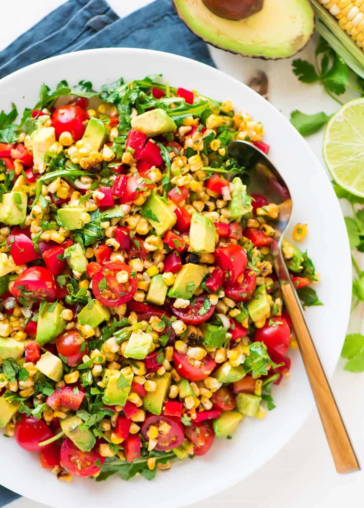 Grilled Corn Salad
 Grilled Corn Salad with Avocado and Tomato