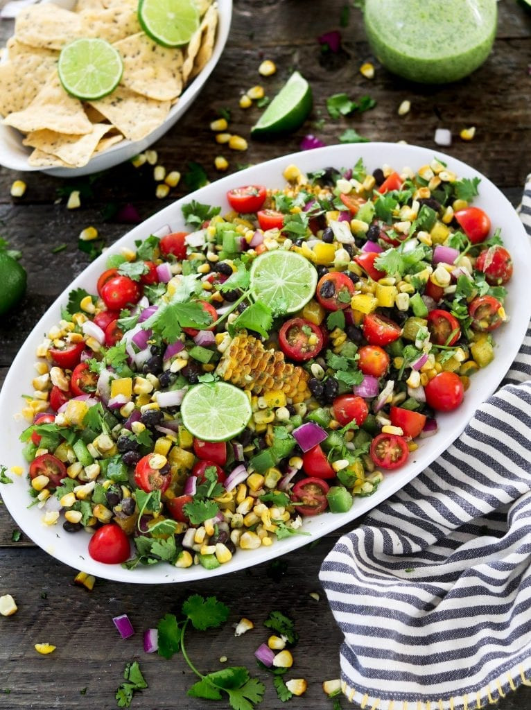 Grilled Corn Salad
 Summer Grilled Corn Salad w Cilantro Lime Dressing