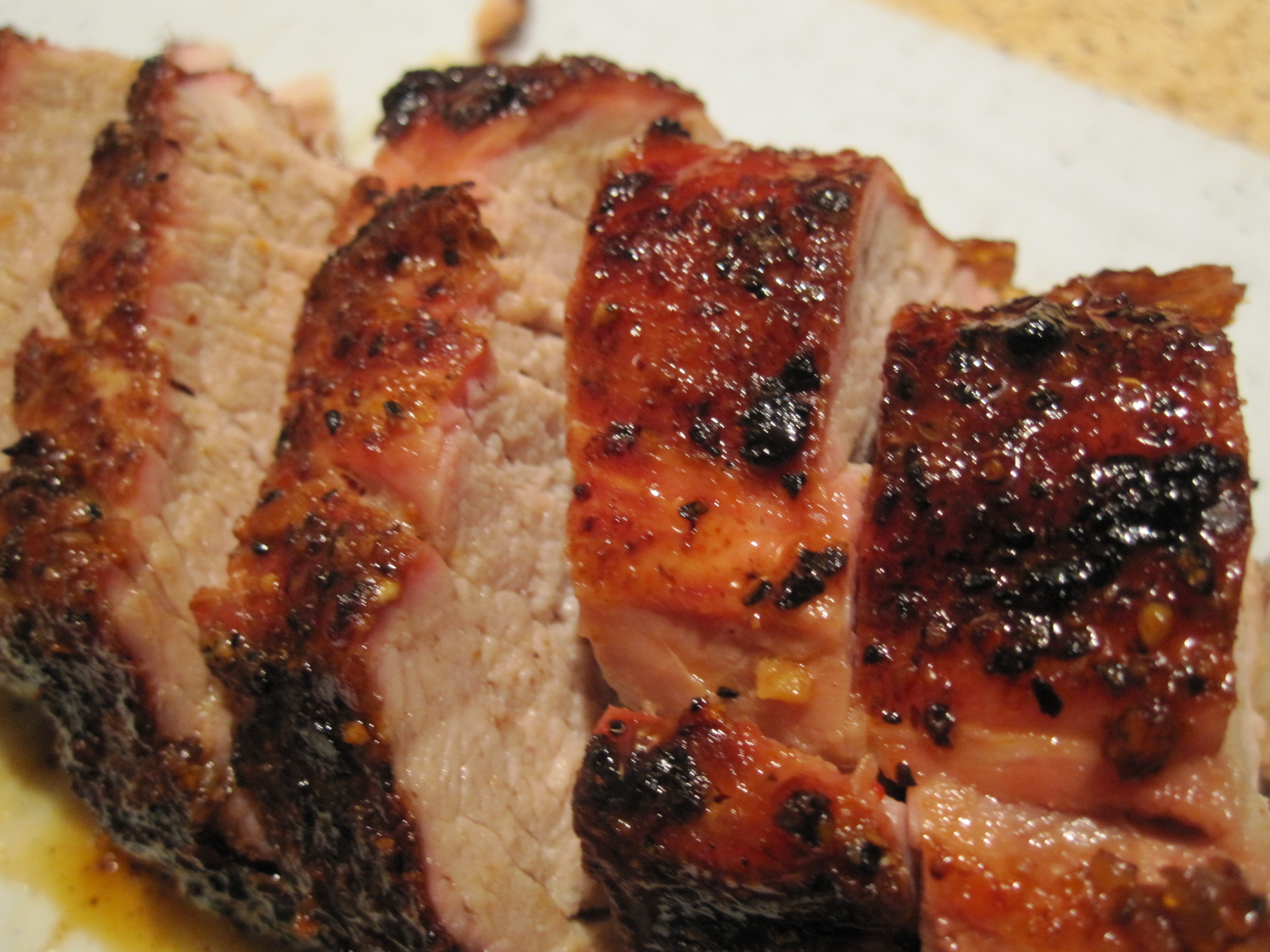 Grilled Pork Loin
 Grilled pork tenderloin with red pepper jelly glaze