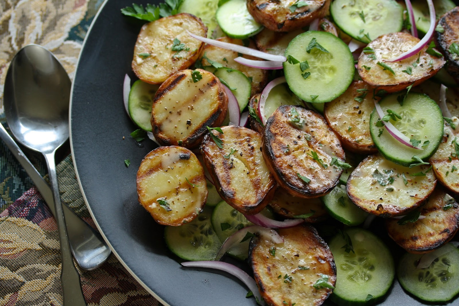 Grilled Potato Salad
 Grilled Potato Salad with Cucumbers and Fresh Herbs from