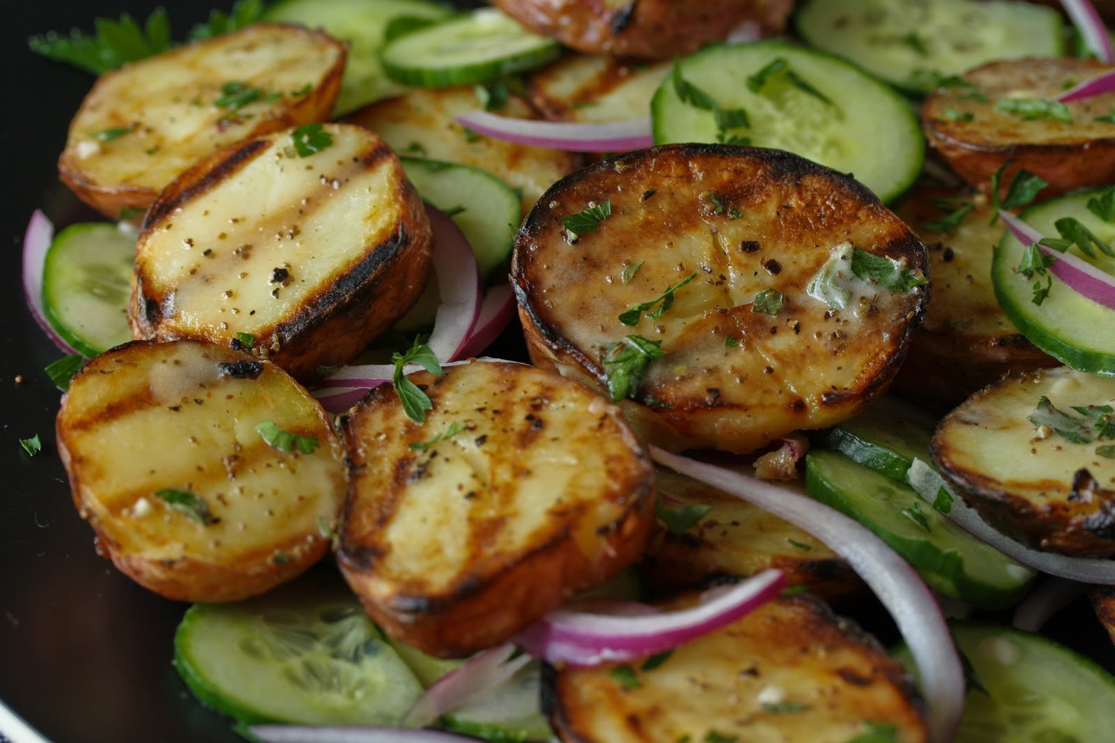 Grilled Potato Salad
 Grilled Potato Salad with Cucumbers and Fresh Herbs from