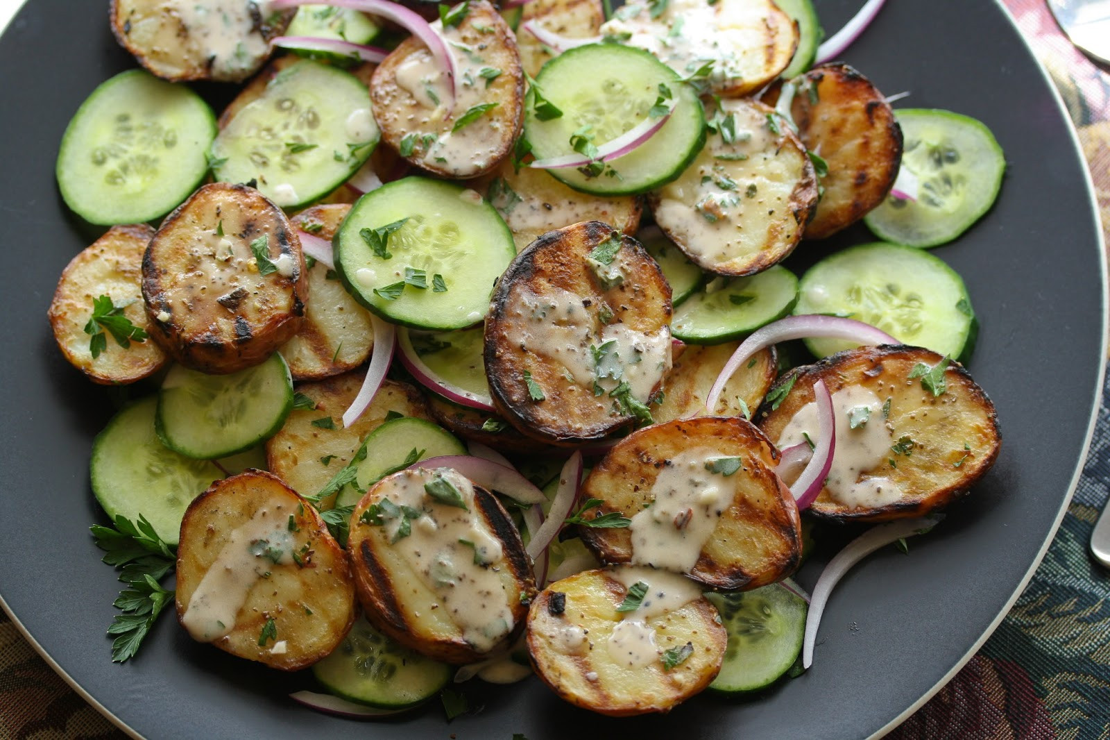 Grilled Potato Salad
 Grilled Potato Salad with Cucumbers and Fresh Herbs from