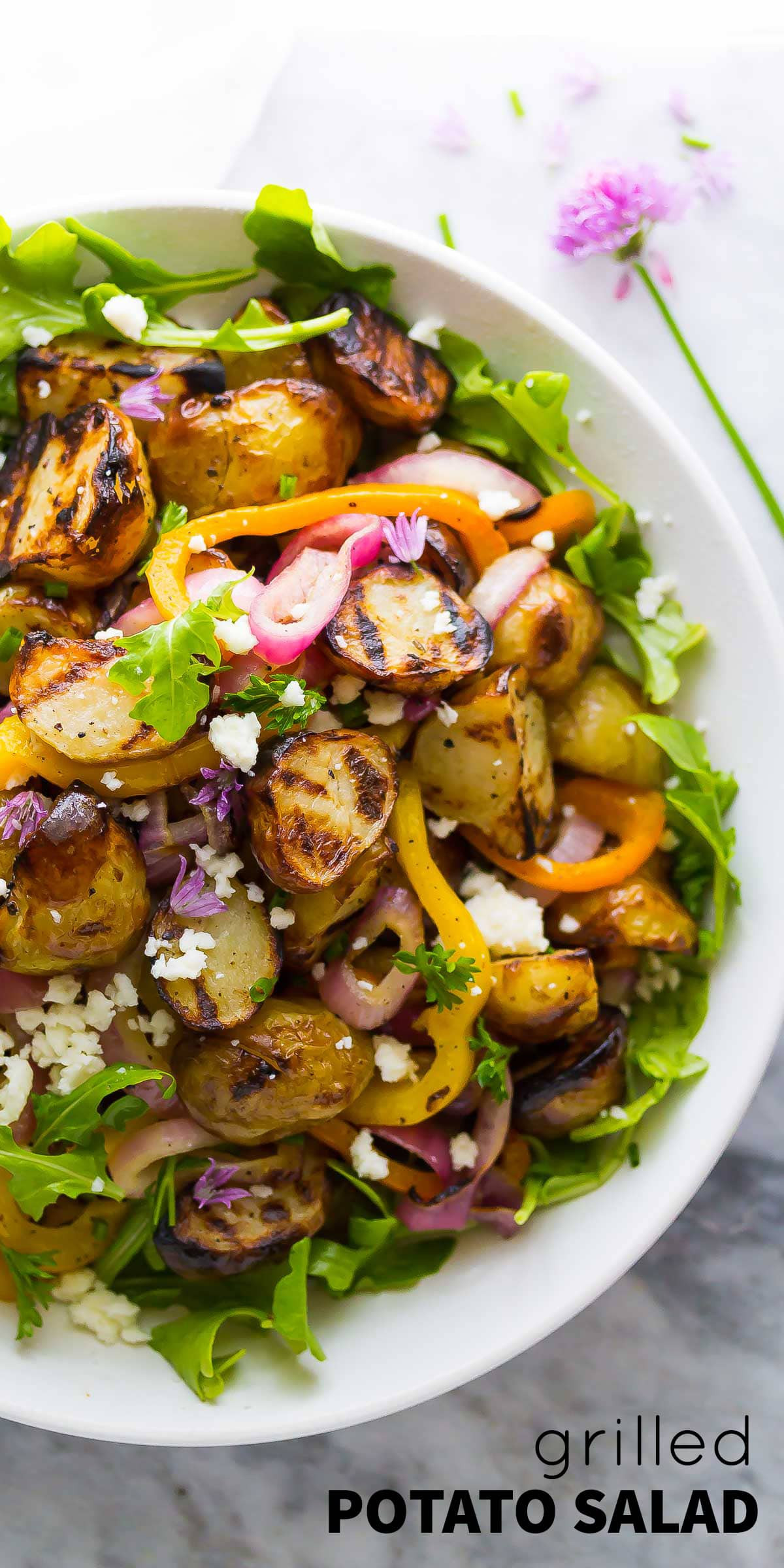 Grilled Potato Salad
 Grilled Potato Salad with ions Peppers and Arugula