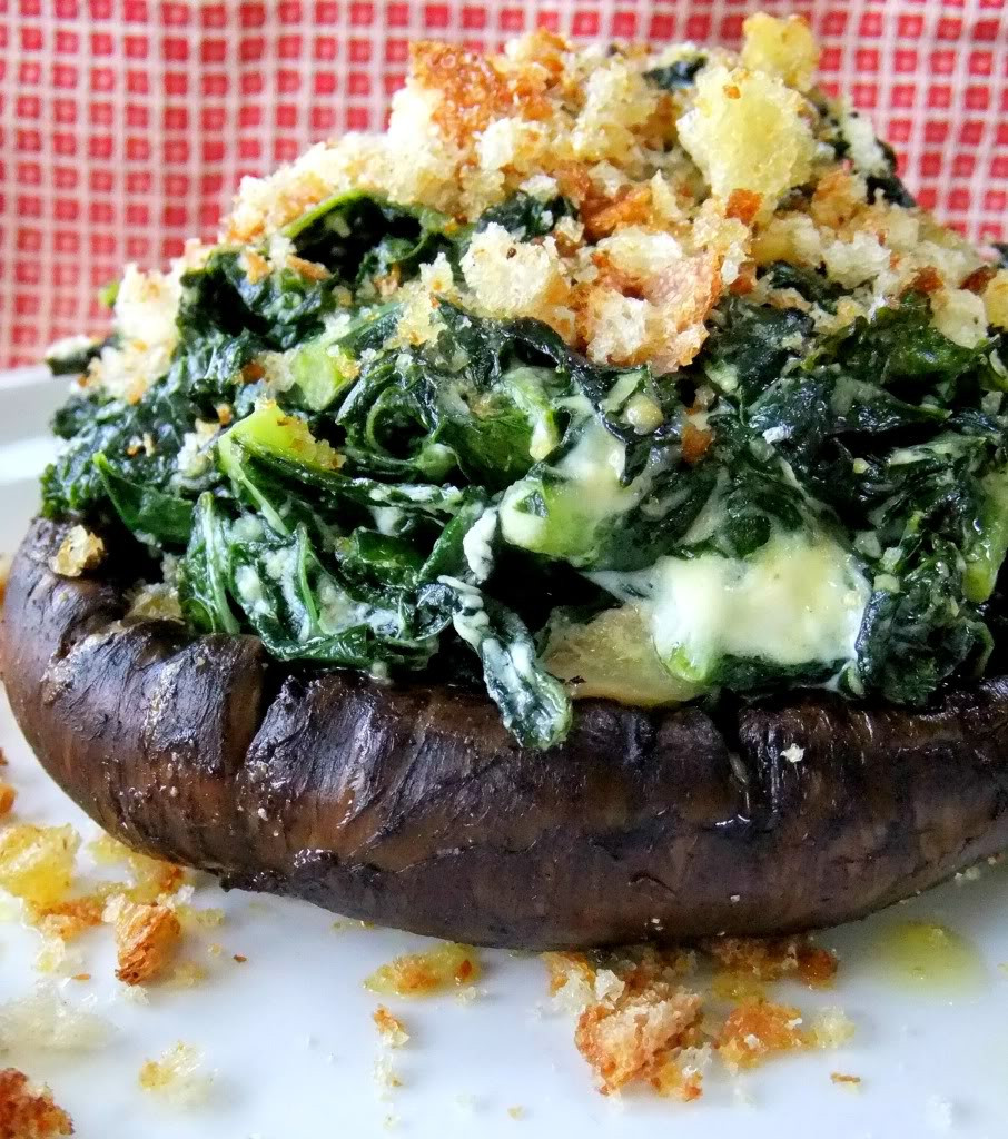 Grilled Stuffed Portobello Mushrooms
 Grilled Portobellos with Kale and Goat Cheese