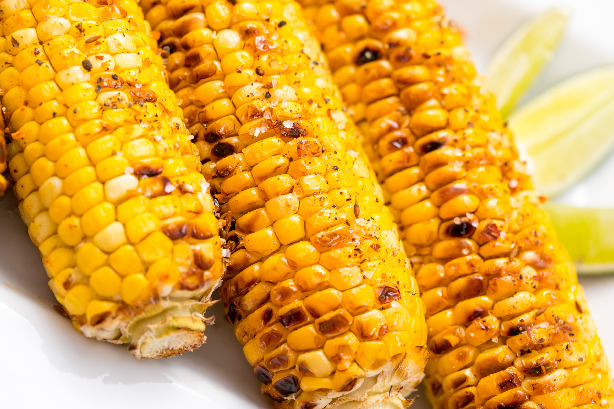 Grilled Sweet Corn
 Grilled sweet corn with chili lime honey butter
