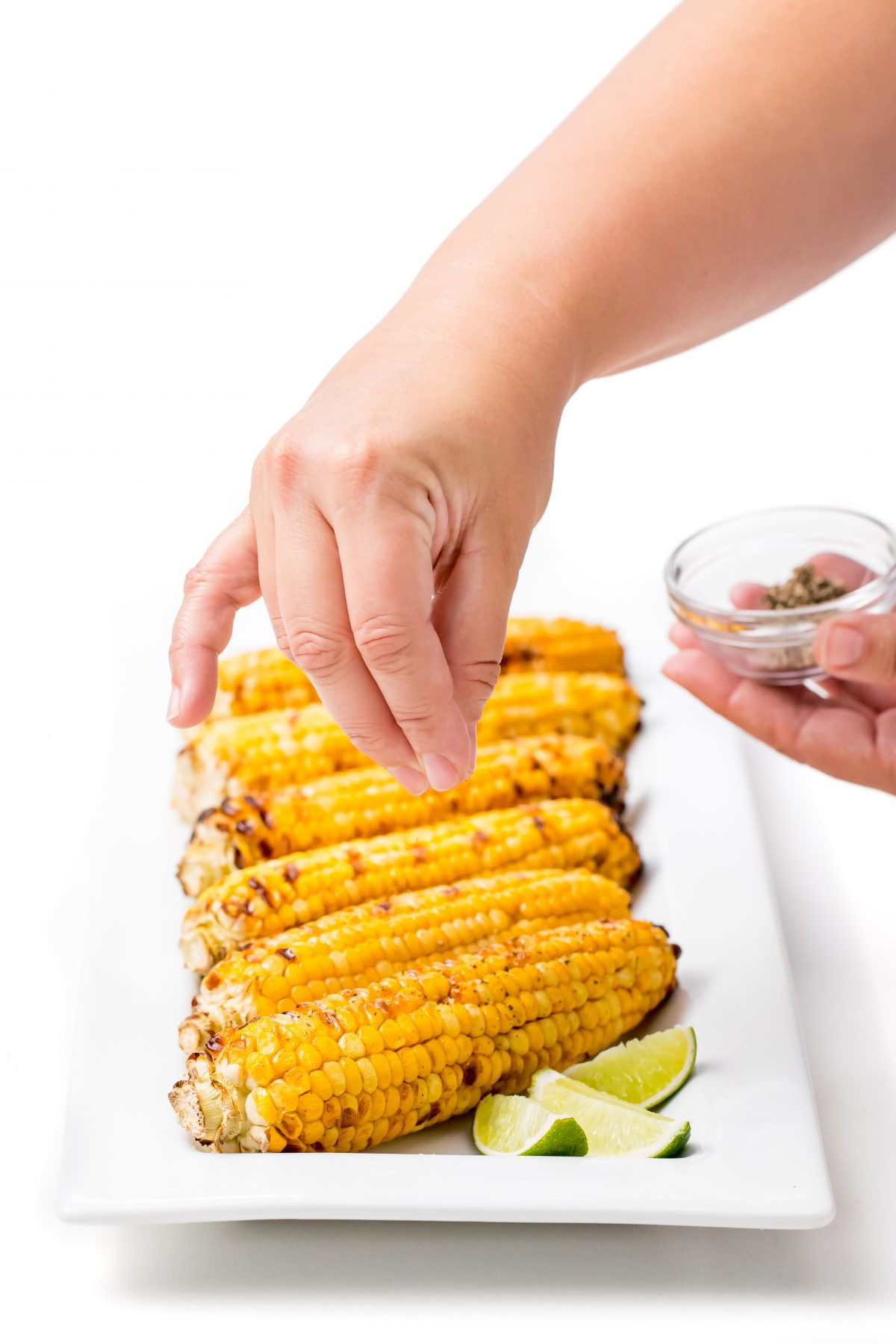 Grilled Sweet Corn
 Grilled sweet corn with chili lime honey butter