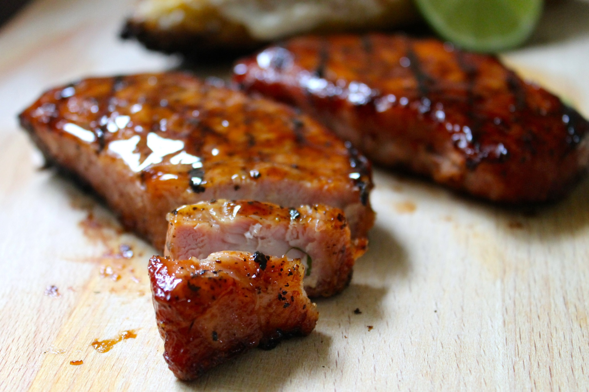 Grilling Boneless Pork Chops
 Grilled Boneless Pork Chops with BBQ sauce SAVOIR FAIRE