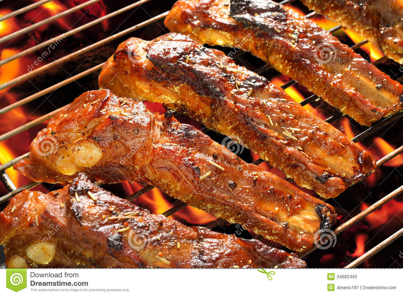 Grilling Pork Ribs
 Grilled pork stock photo Image of flames meal charcoal