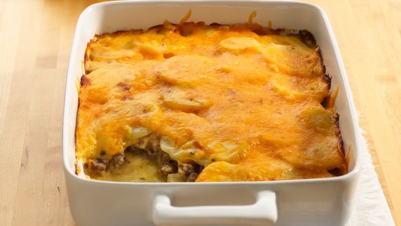 Ground Beef And Potato Casserole
 Potato and Ground Beef Gratin Recipe BettyCrocker