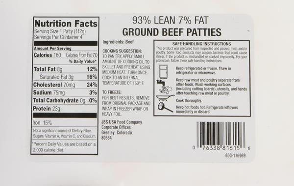 Ground Beef Calories
 Hy Vee Pure Lean Fat Ground Beef Patties