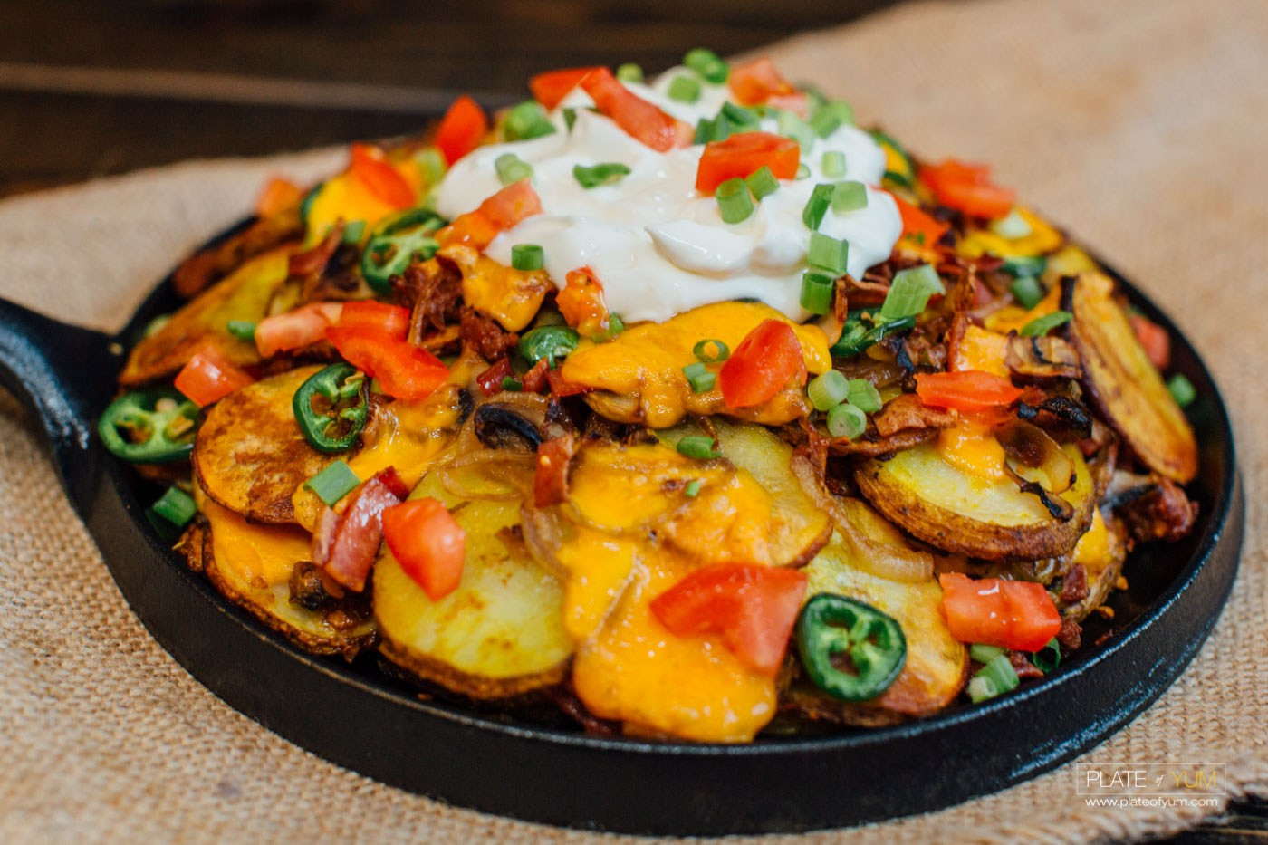 Ground Beef Nachos
 POTATO NACHO SUPREME