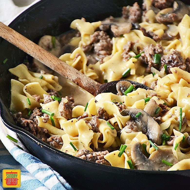 Ground Beef Stroganoff Recipe
 Ground Beef Stroganoff Skillet Recipe SundaySupper