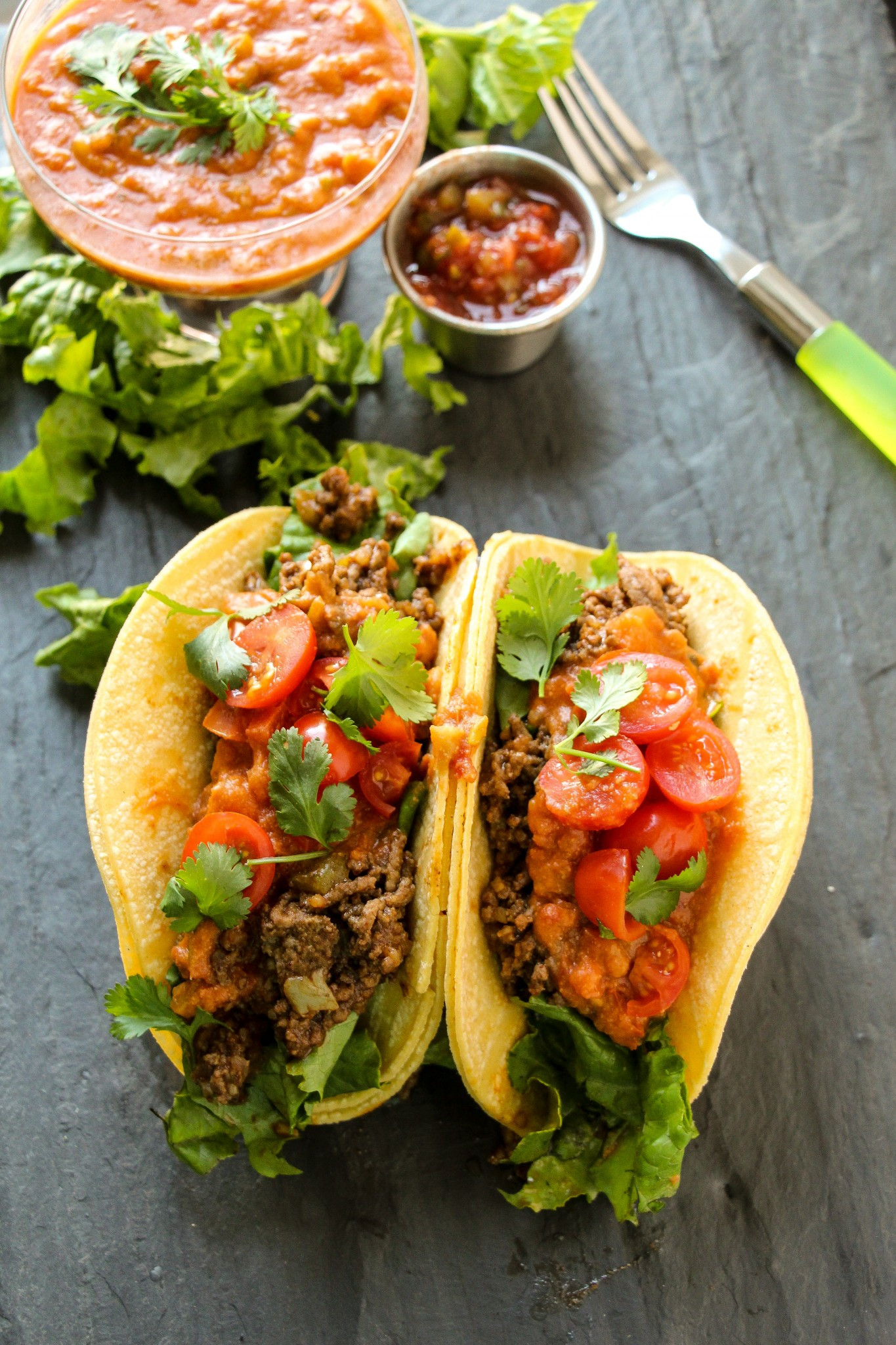 Ground Beef Taco Recipe
 Ground Beef Tacos with Loaded Refried Bean Sauce Layers