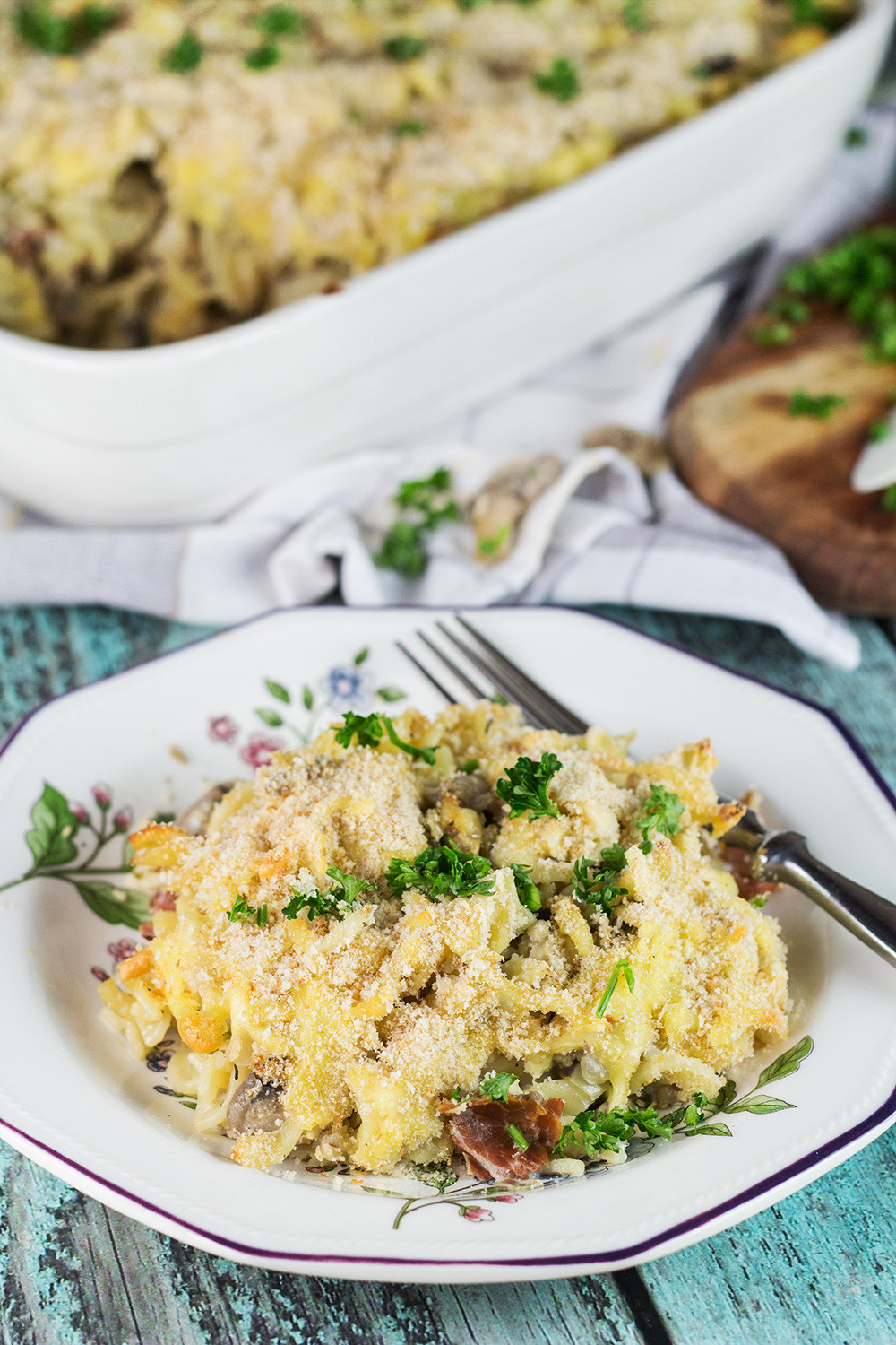 Ground Turkey Casserole
 Ground Turkey Casserole w Pasta Bacon and Mushrooms