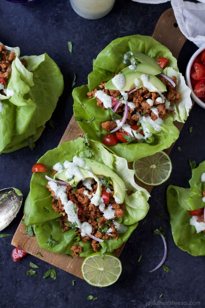 Ground Turkey Lettuce Wraps
 Ground Turkey Tacos in Lettuce Wraps with Cilantro Lime Crema