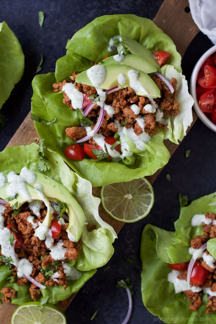 Ground Turkey Lettuce Wraps
 Ground Turkey Tacos in Lettuce Wraps with Cilantro Lime Crema