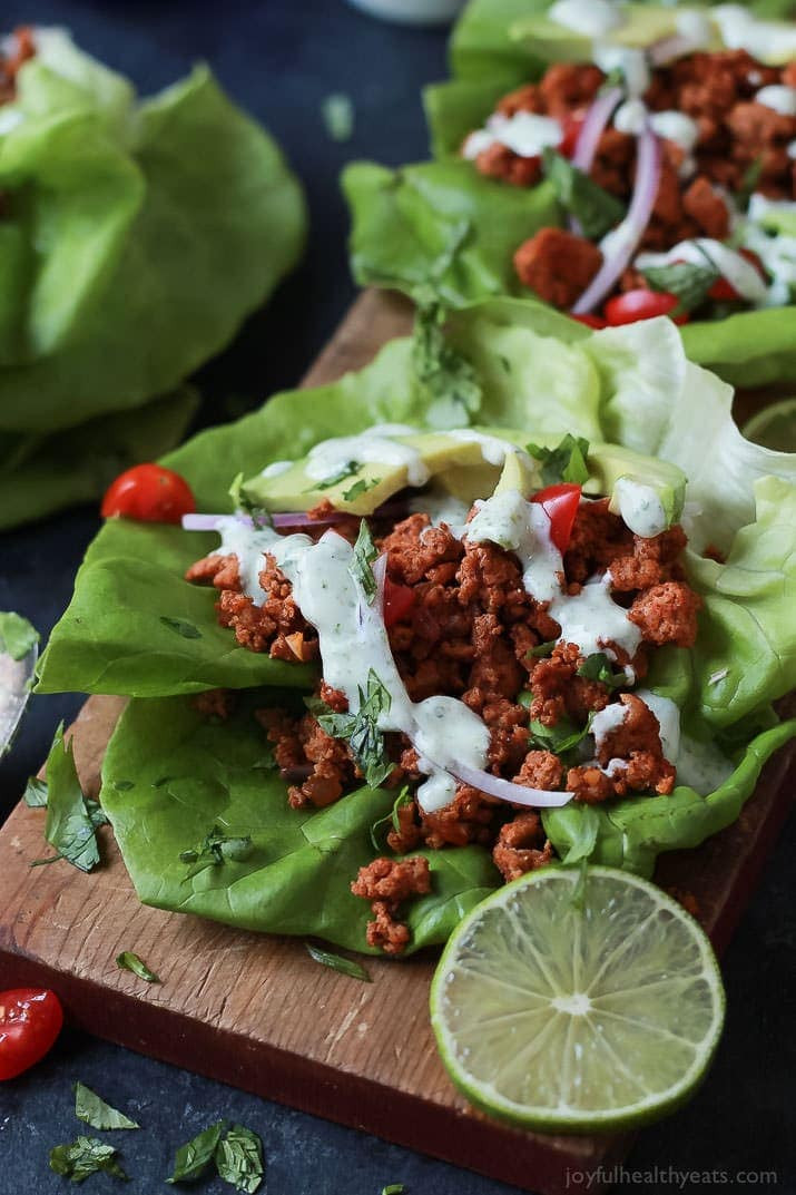 Ground Turkey Lettuce Wraps
 Ground Turkey Tacos in Lettuce Wraps with Cilantro Lime Crema