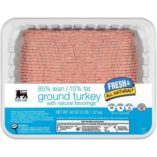 Ground Turkey Temp
 Food Lion Lean Fat Ground Turkey from Food Lion