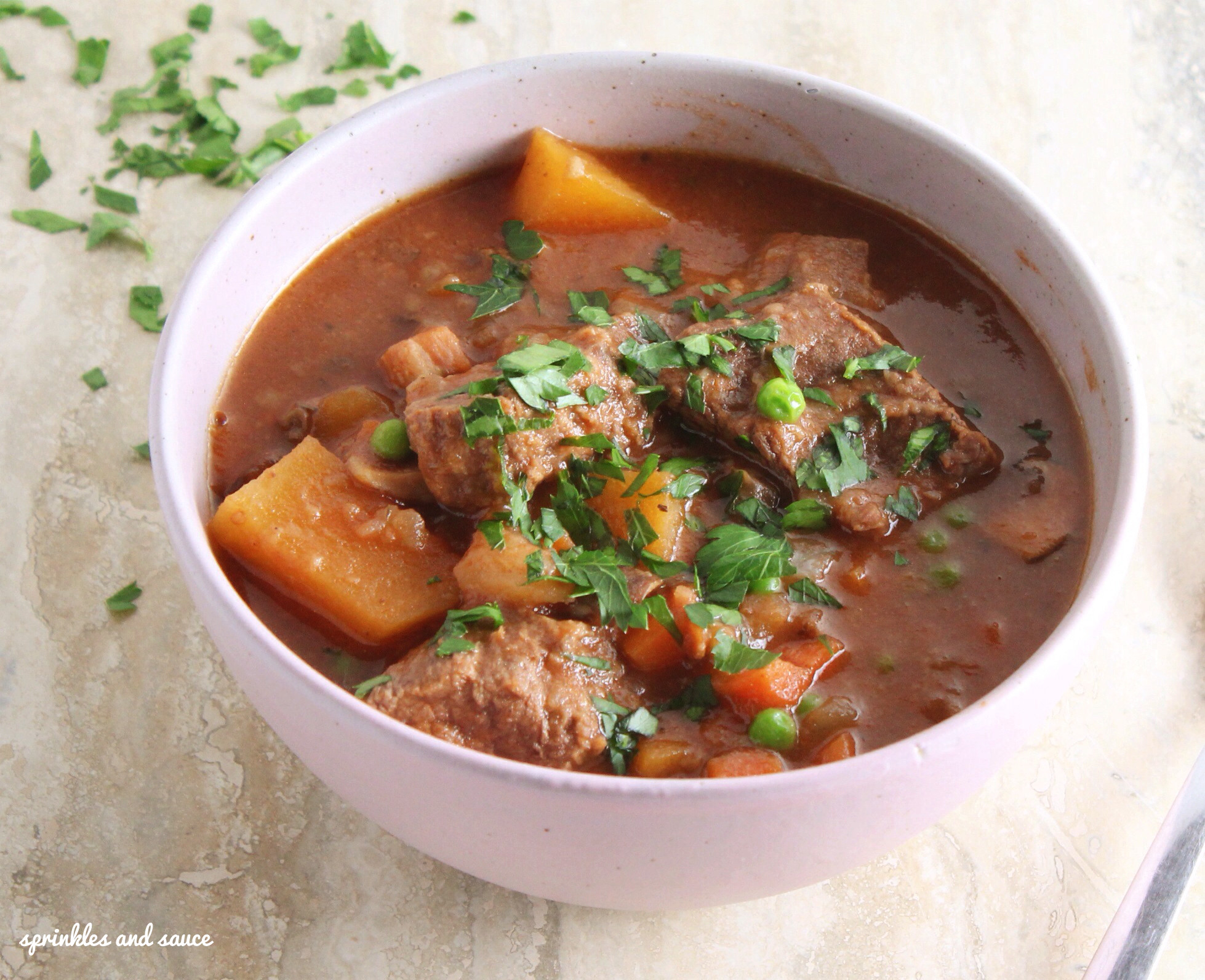 Guiness Beef Stew
 Guinness Beef Stew sprinkles and sauce