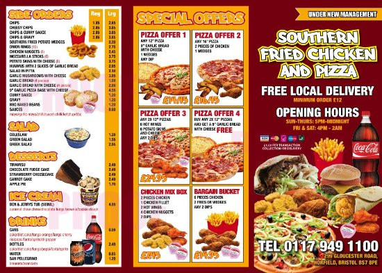 Gus'S Fried Chicken Menu
 S F C & PIZZA Picture of Southern Fried Chicken Bristol