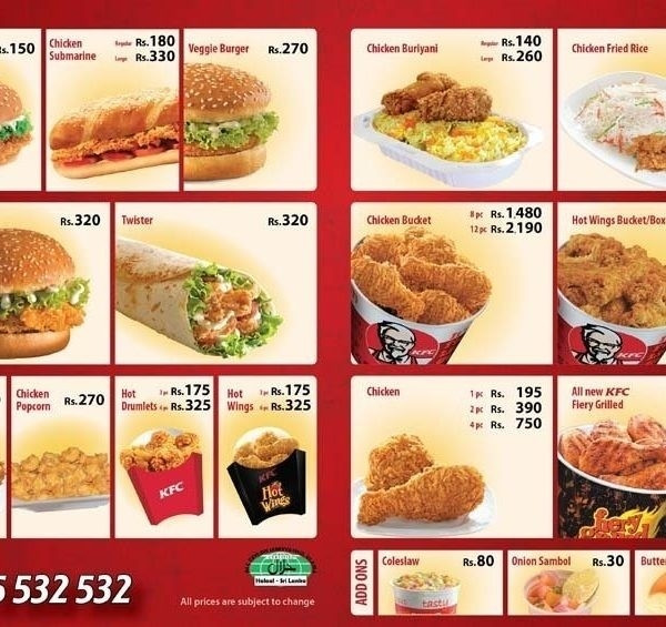 Gus'S Fried Chicken Menu
 New Kfc Menu With Prices
