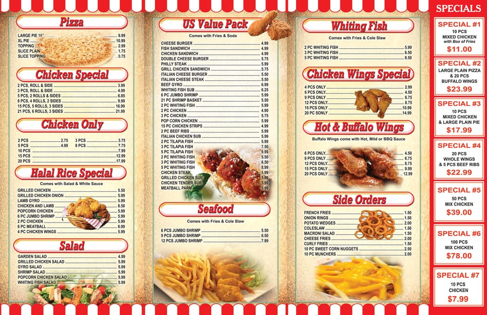 Gus'S Fried Chicken Menu
 U S Fried Chicken & Pizza 13 s Fast Food 917 S