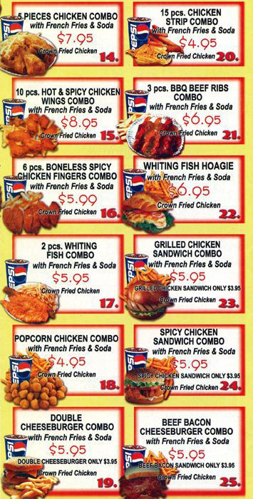 Gus'S Fried Chicken Menu
 Crown Fried Chicken Menu Menu for Crown Fried Chicken