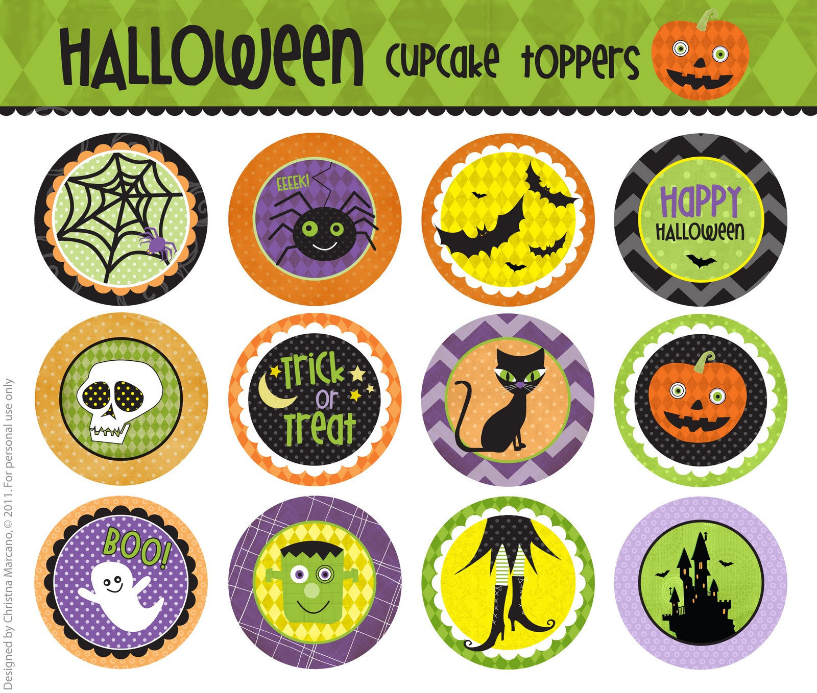 Halloween Cupcakes Toppers
 cm2 Halloween Cupcake Toppers F R E E printable