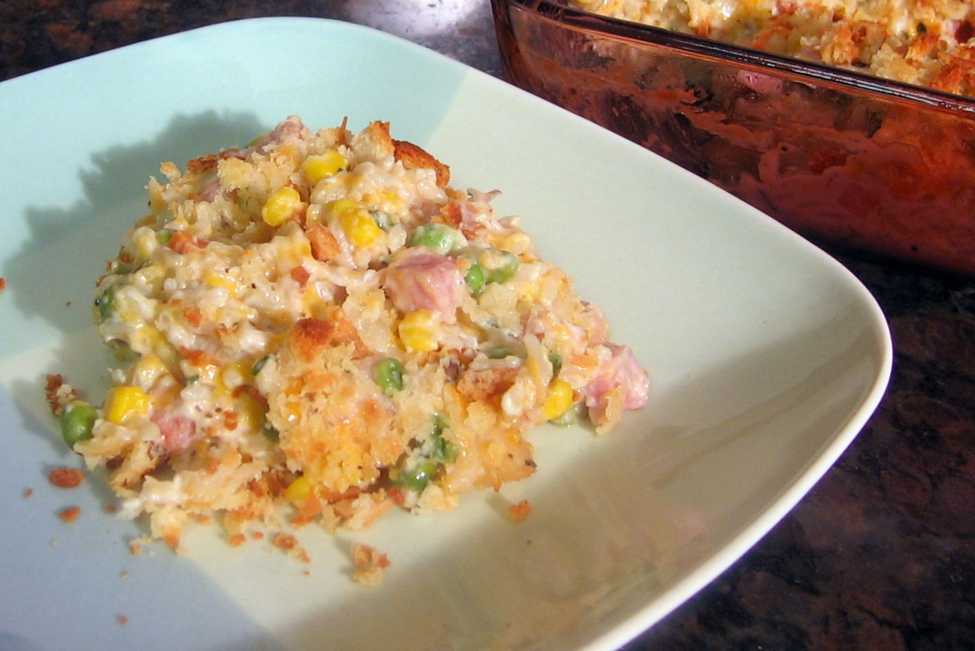 Ham And Rice Casserole
 Ham and Rice Bake With Cheese and Ve ables