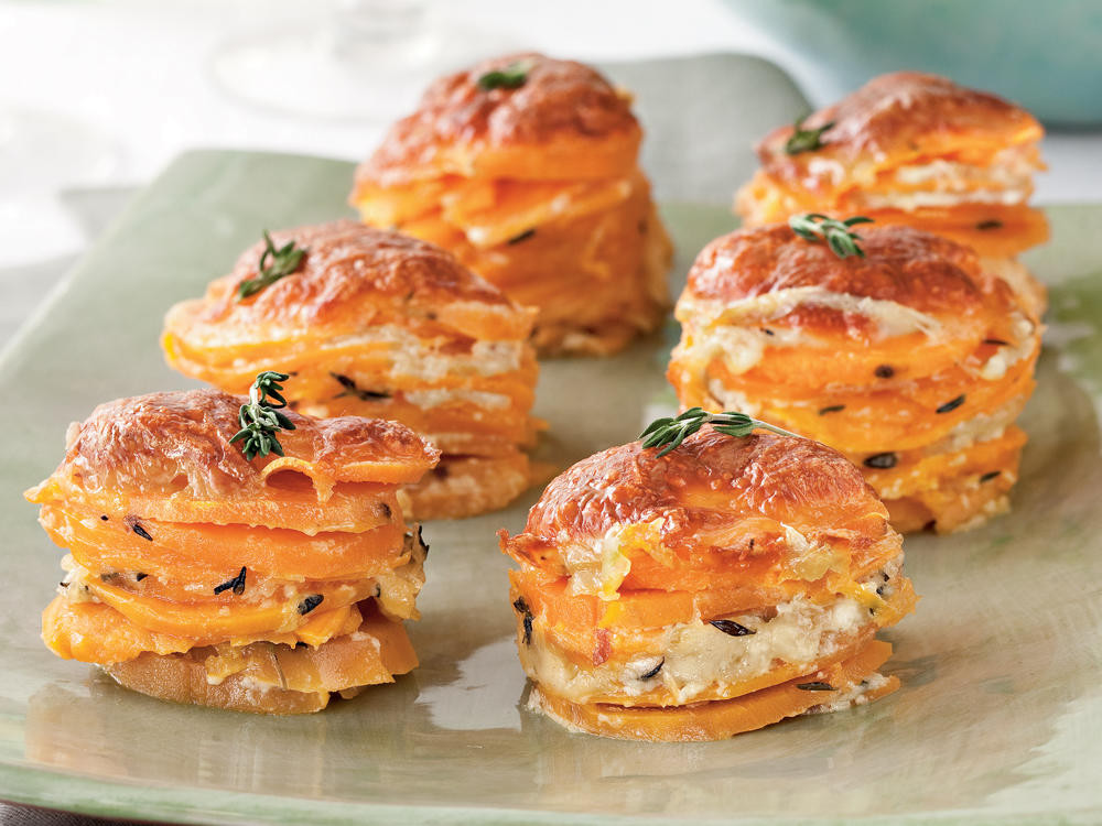 Ham Dinner Sides
 Scalloped Sweet Potato Stacks Recipe