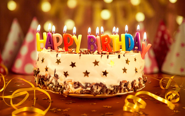 Happy Birthday Cake With Candles
 Download wallpapers Happy Birthday 4k birthday cake