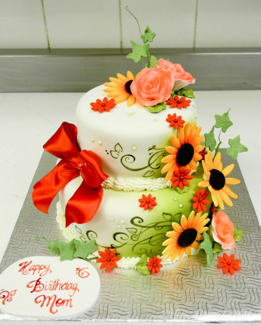 Happy Birthday Flowers And Cake
 Happy birthday flowers and cake