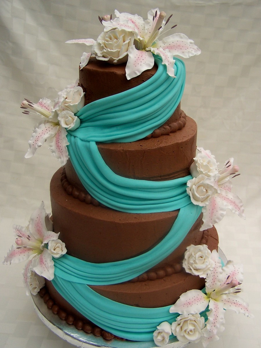 Happy Birthday Tiffany Cake
 Tiffany Floral Swag Birthday Cake CakeCentral