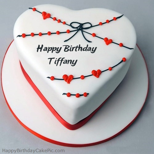 Happy Birthday Tiffany Cake
 Red White Heart Happy Birthday Cake For Tiffany