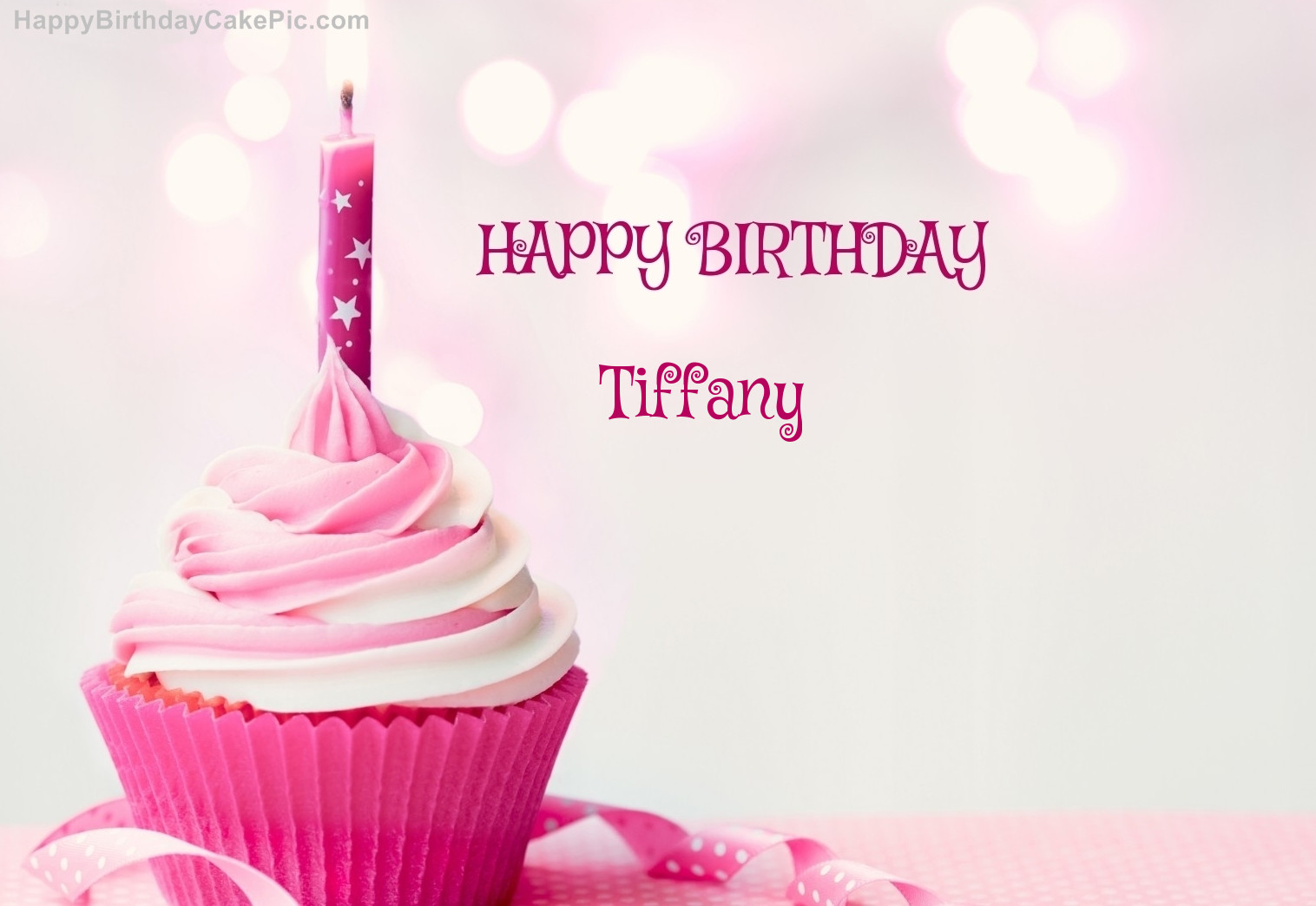 Happy Birthday Tiffany Cake
 Happy Birthday Cupcake Candle Pink Cake For Tiffany