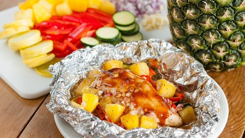 Hawaiian Main Dishes
 Grilled Hawaiian BBQ Chicken in Foil