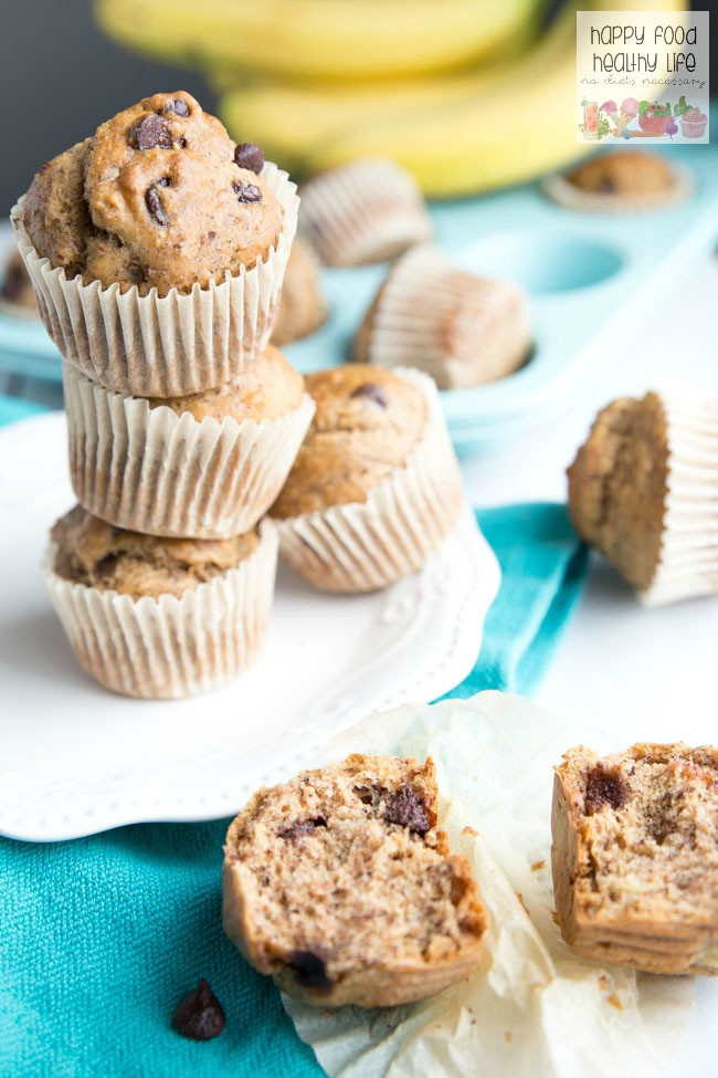 Healthy Banana Bread Muffins
 Dark Chocolate Chip Whole Wheat Banana Bread Muffins